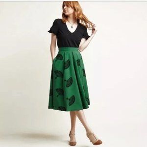 ModCloth+Tatyana Green Skirt w/ Velvet Fans